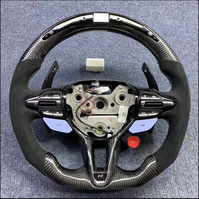 

Sporty LED display real carbon fiber steering wheel For Hyun dai Elantra N dct i30N Universal steering wheel