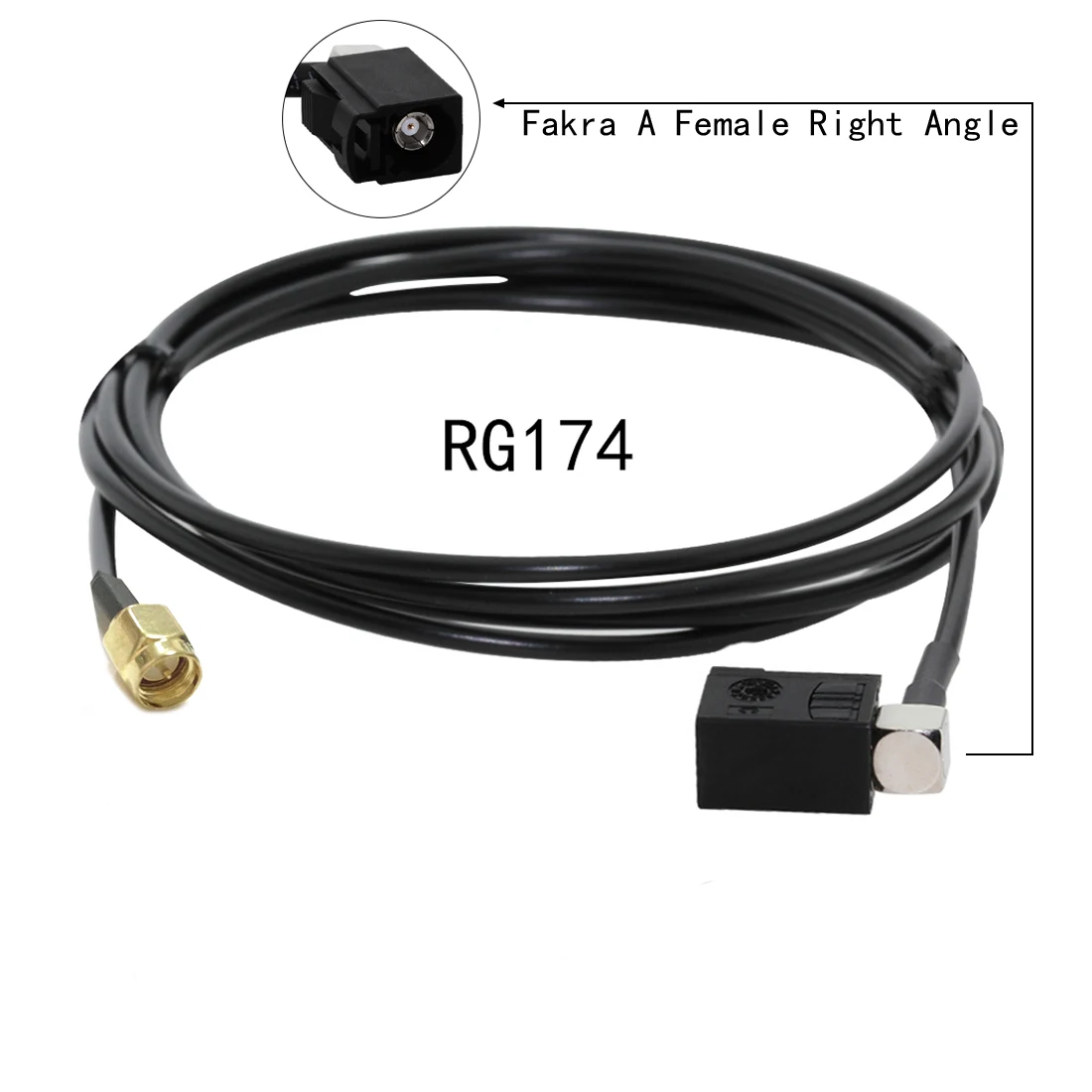 Fakra A  Female Right Angle to SMA Male Plug Jack RP  Pigtail Cable RG174 30cm/50cm/100cm