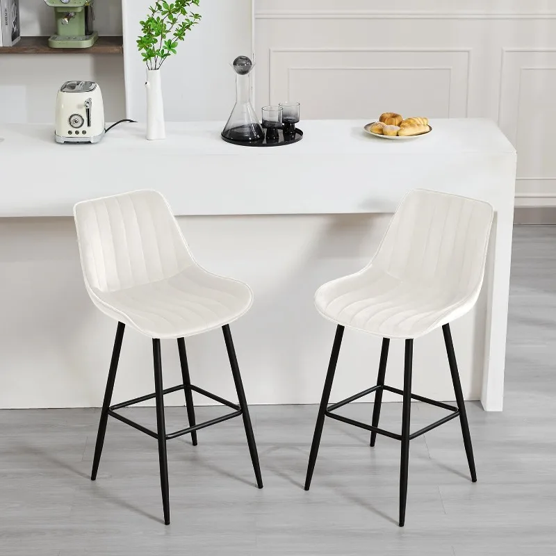 

24" Bar Stools Set of 4 Counter Height Bar Chairs with Back Modern Velvet Upholstered Barstools Bar Kitchen Counter Top Height