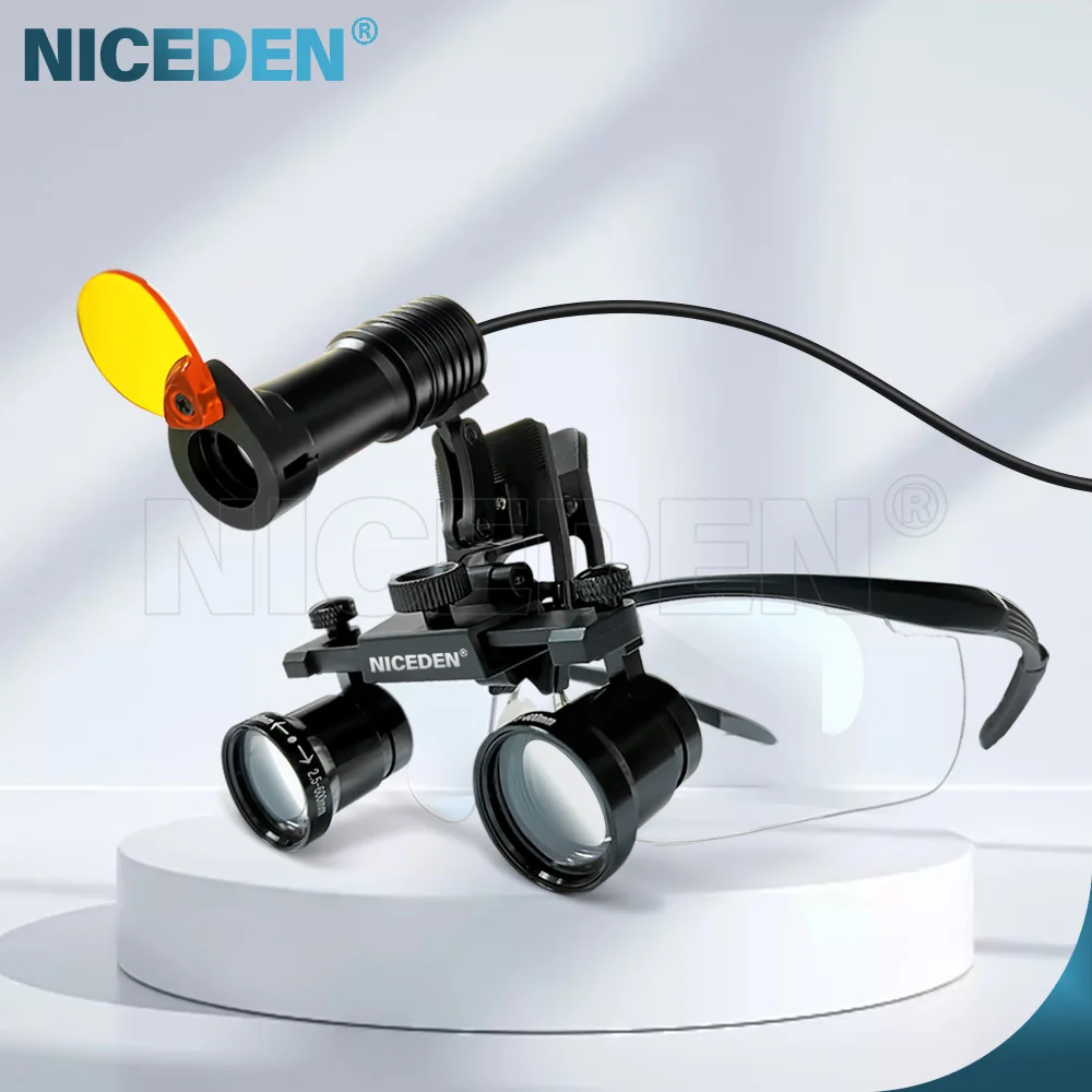 5W Dental Binocular Magnifier Adjustable Focusing Magnification 2.5X 3.5X Working Distance 350~600mm Ultra Long Lasting Battery