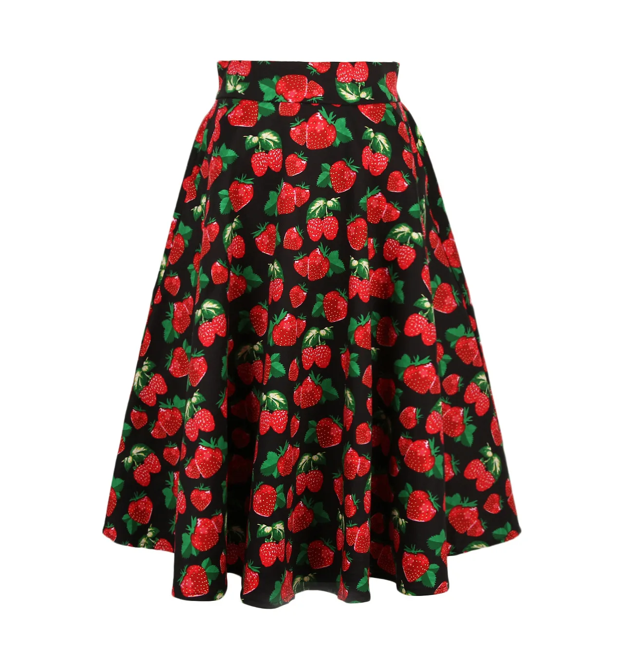 

Women skirt strawberry print 1950s swing skirt
