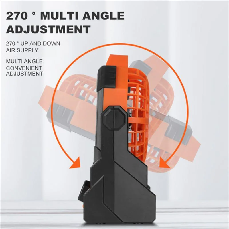 ABGU Camping Fan with LED Light, 7800MAh Portable Rechargeable Battery Operated Outdoor Tent Fan with LED Night Light Orange