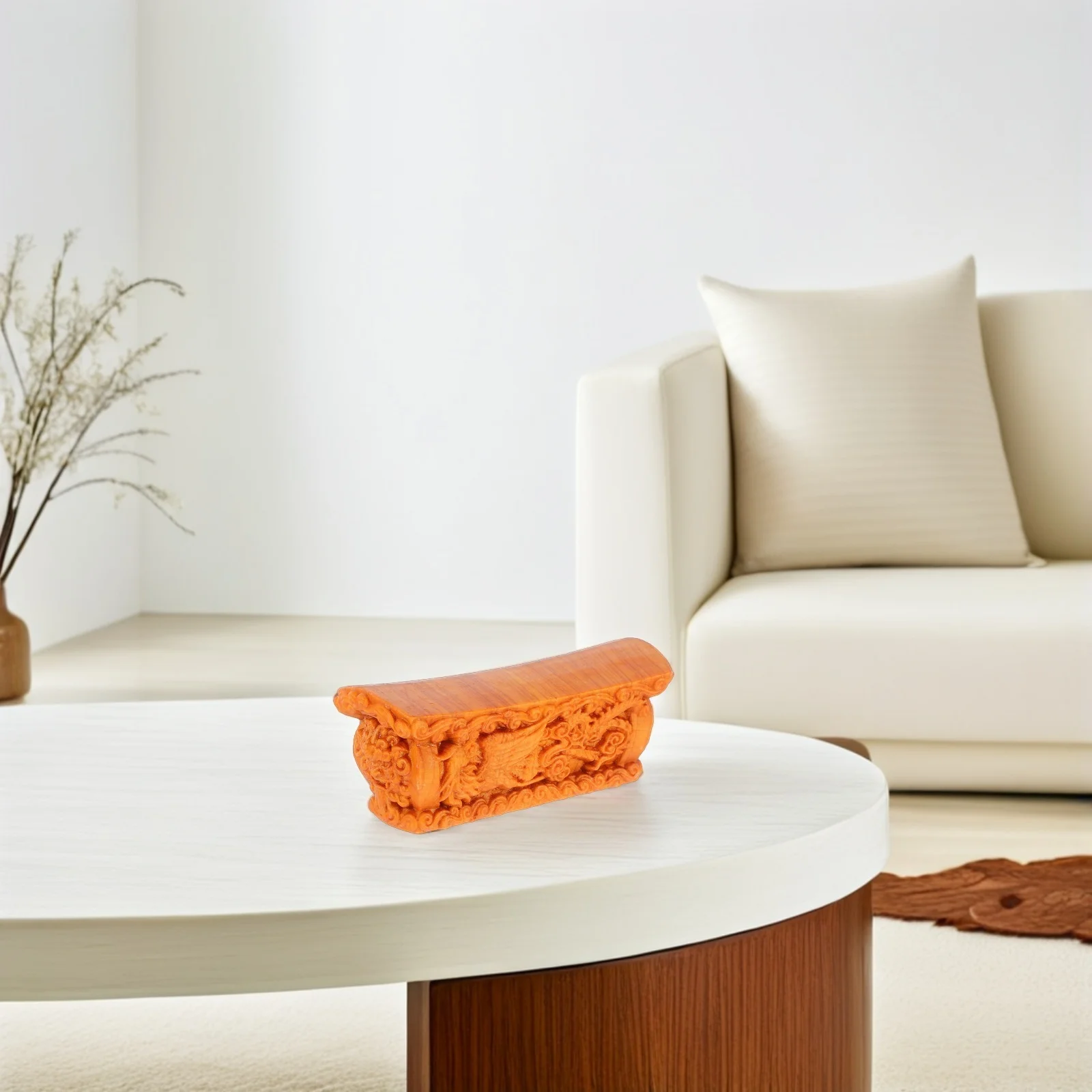 

Wooden Coffin Sculpture Mini Carved Cliff Cypress Wood Symbol Prosperity Desk Decoration Halloween Party Accessory