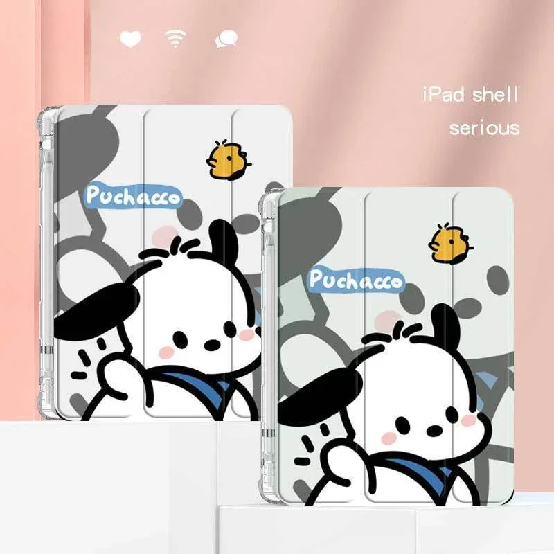 Pochacco capa para xiaomi pad 5 6 pro 12.4 polegadas capa de desenho animado redmi pad 10.6in se 11in mi padmax 14in capa tripla com slot para caneta