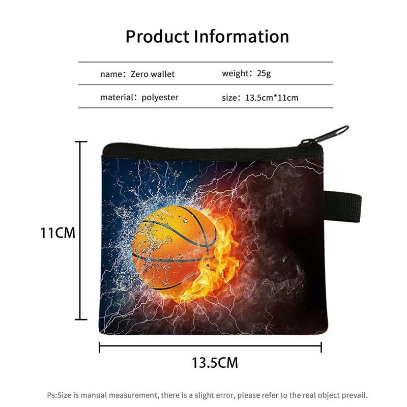 Детский плюшевый кошелек для мелочи с 3D принтом футбольного баскетбола, 9 цветов, кошелек из полиэстера на молнии, мини-кошелек, подарок для девочек и женщин