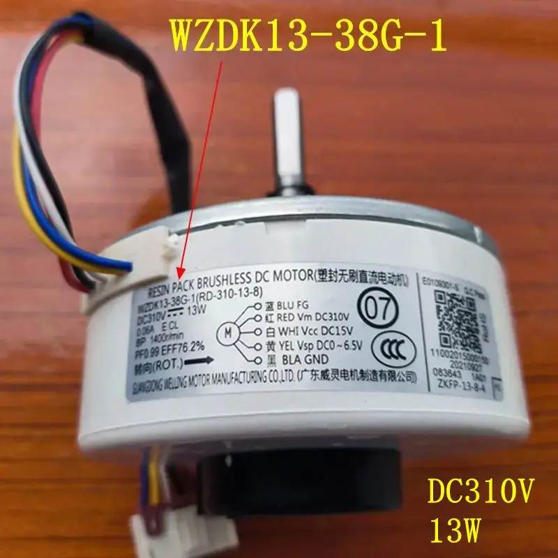 

New For Midea Air Conditioner Indoor Unit DC Fan Motor WZDK13-38G-1 DC310 13W 1400r/min RD-310-13-8 Conditioning Parts