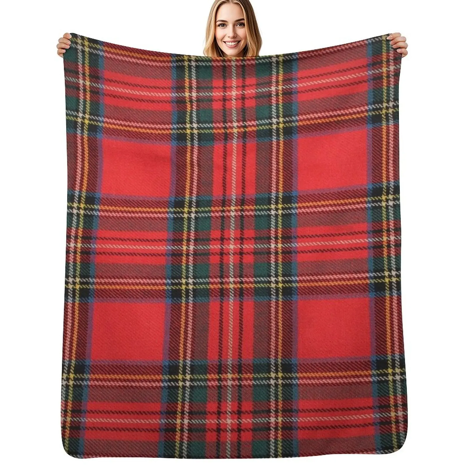 Royal Stewart Tartan Throw Blanket Warm Comfortable Blanket for Office Napping