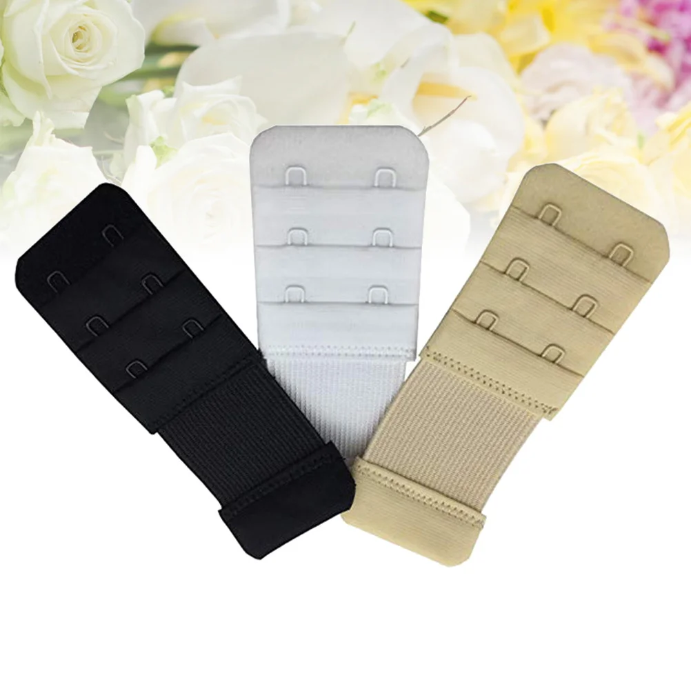 3Pcs Bra Back Extender Hook Super Long Adjustable 2 Hooks Bra Strap Extender for Nursing Maternity Pregnancy Women Black White