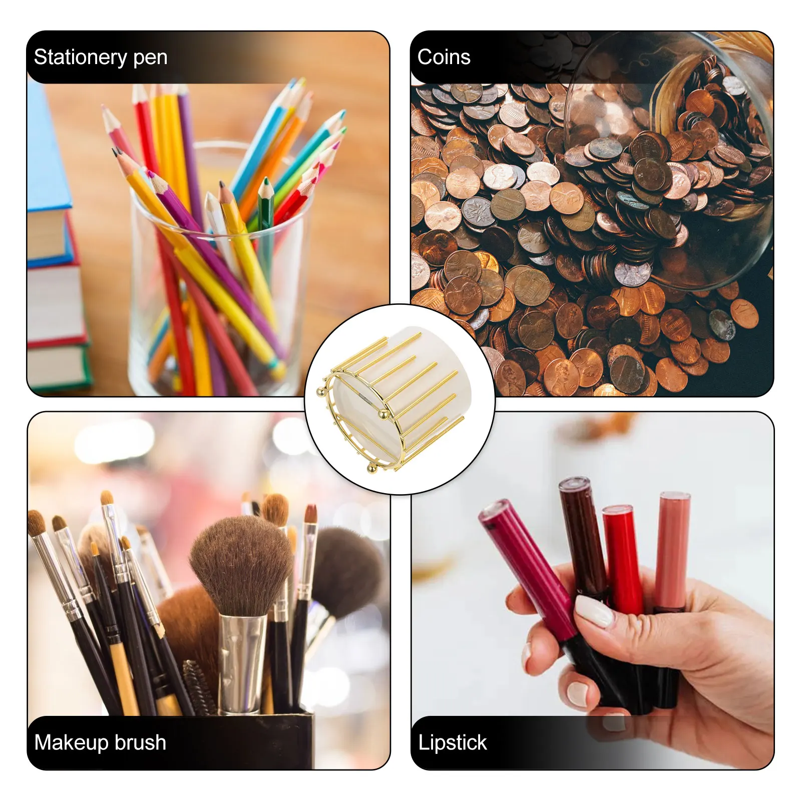 

Nordic Ceramic Pen Holder Iron Art Desktop Makeup Brush Storage Organizer Pencil Cup Stationery Organizer Office Desk Sundries