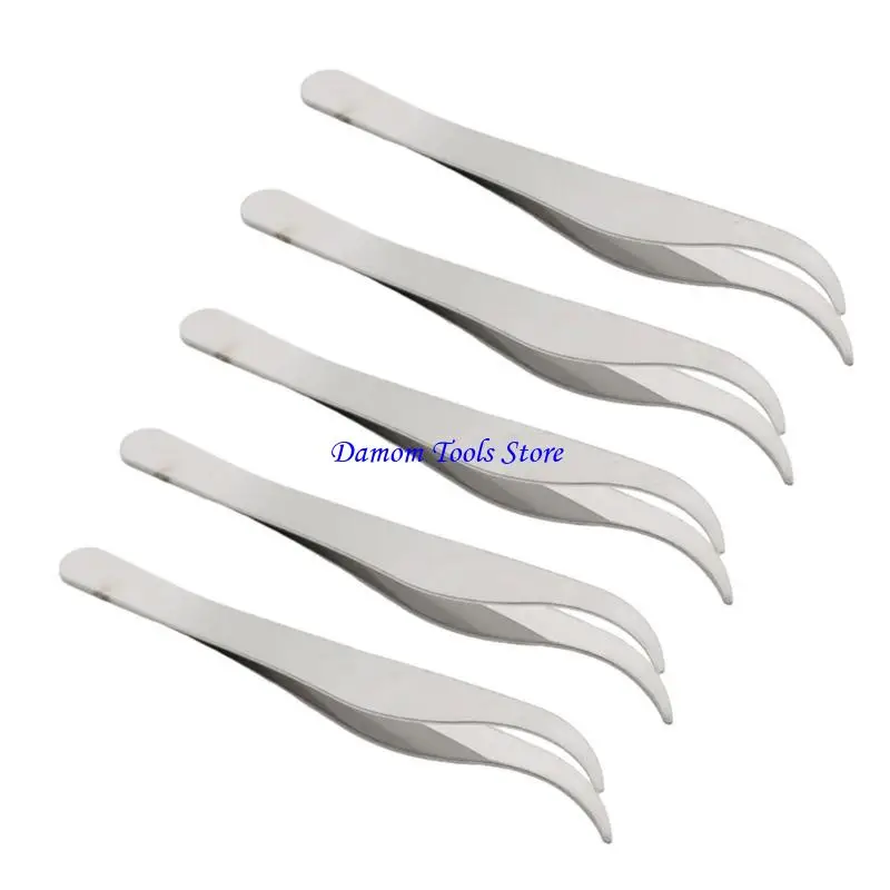 57 Be Stainless Steel Tweezer 뷰티 전문가를위한 경사 팁 의료 응용 프로그램 전문 블랙 헤드 추출 5pcs