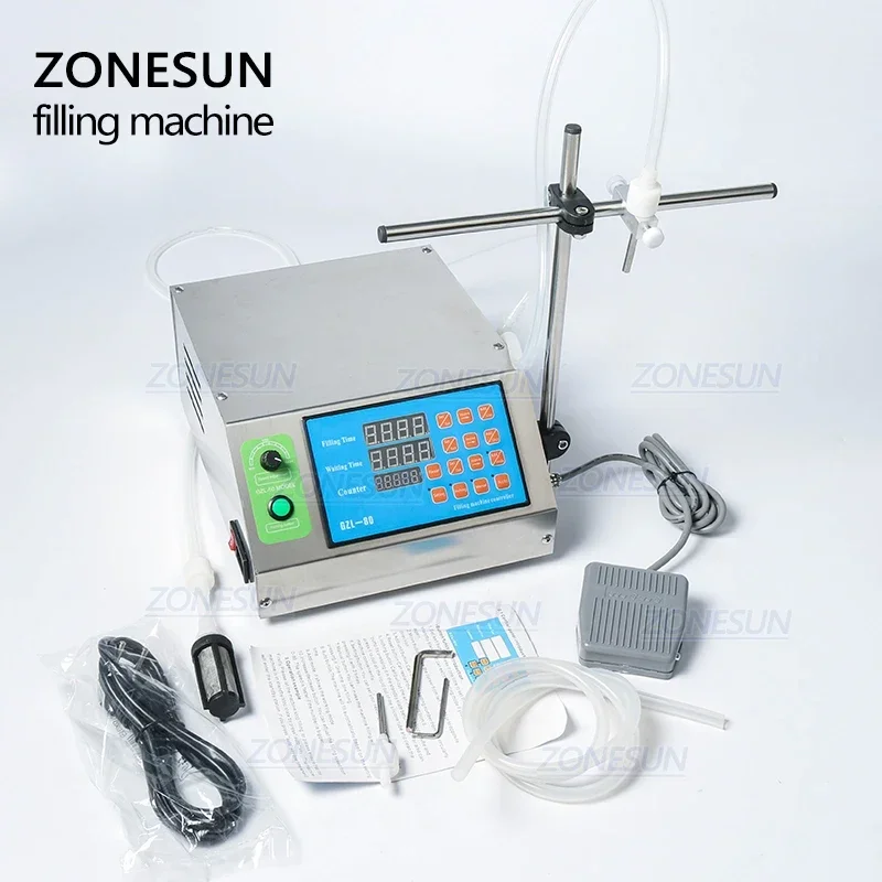 ZONESUN Peristaltic Pump Bottle Water Filler Semi-automatic Liquid Vial Filling Machine for Juice Beverage Oil Perfume