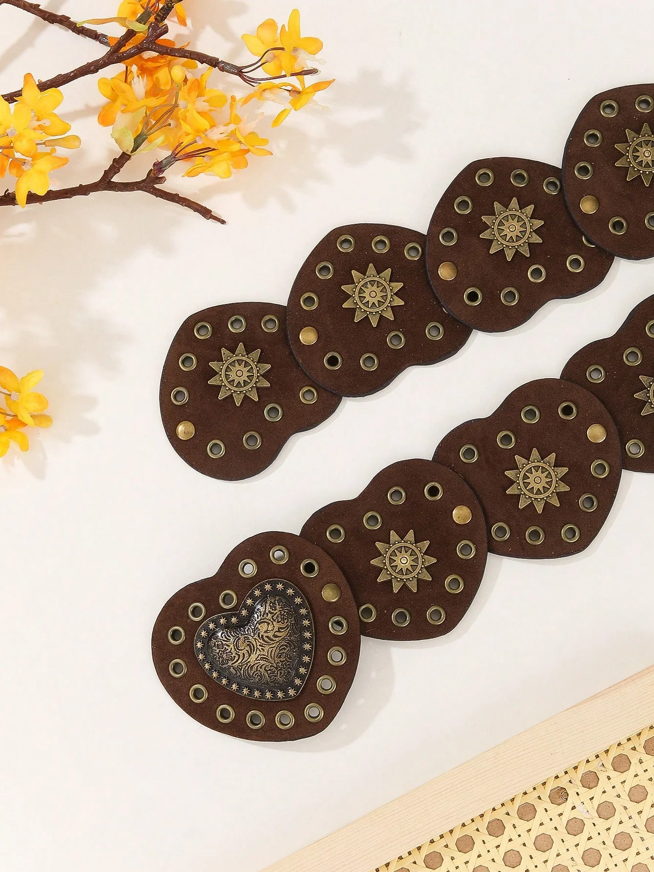 1 قطعة Y2K Gongsang فستان المشاهير قبعات رعاة البقر الغربية القلب حزام فريد موضة ريترو ستايل فستان قطعة واحدة مع حزام