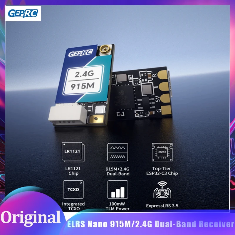 

GEPRC ELRS Nano 915M/2,4G двухдиапазонный приемник встроенный Wi-Fi ESP32-C3 LR1121 чип DIY FPV квадрокоптер части дрона дальнего действия