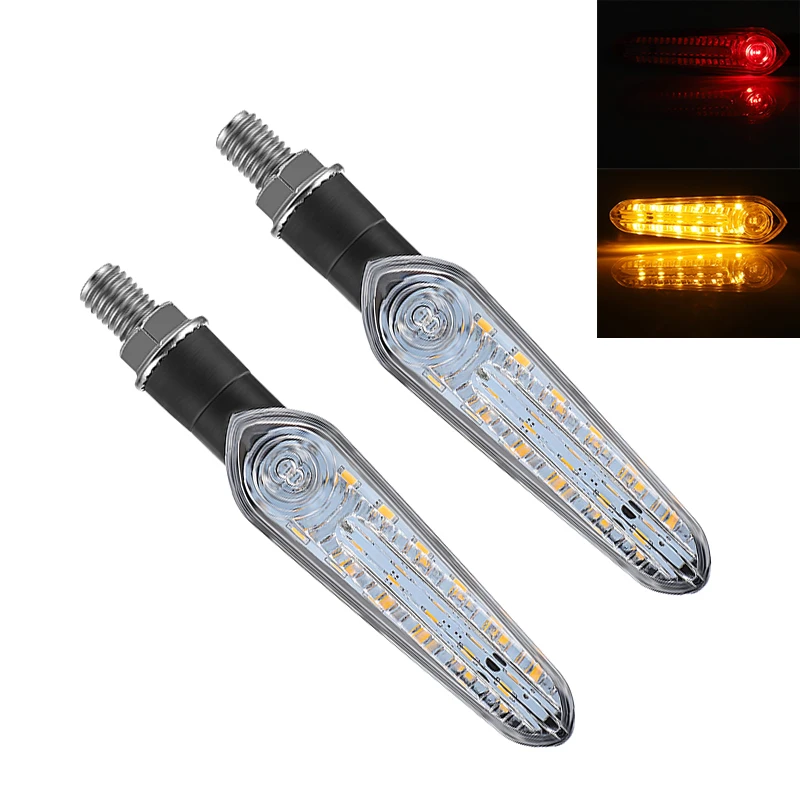 كروزر الخلفية بدوره إشارة دراجة نارية LED تدفق مؤشر اتجاه المياه مصباح M10 لهوندا سوزوكي ياماها 12 فولت أضواء الفرامل الخلفية #1