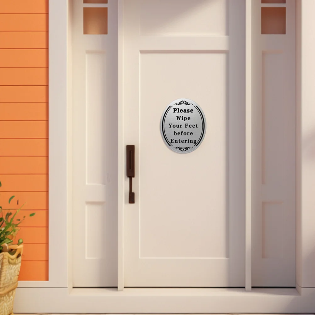 

2 set Wall Sticker Reminder Decal For Entryway Pvc Self-Adhesive Sign Please Wipe Your Feet Before Entering Indoor Door
