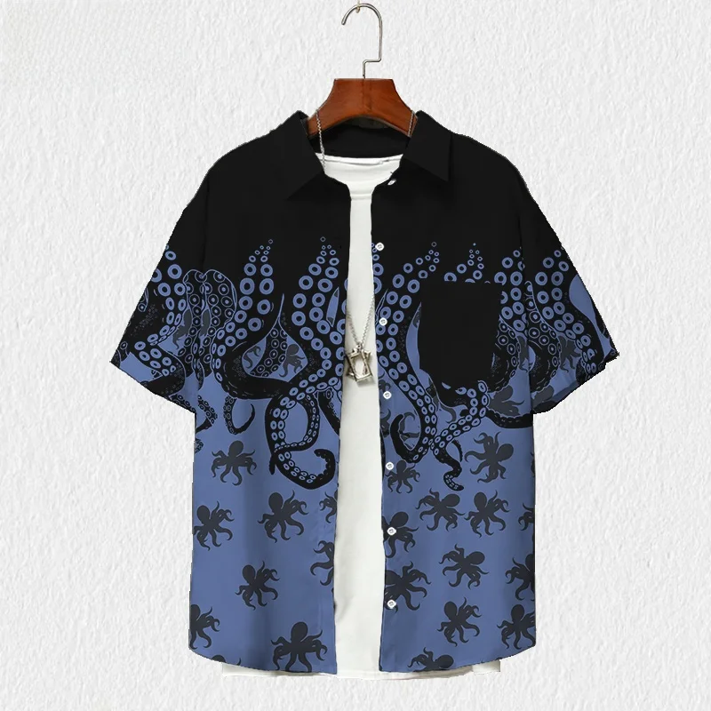 

Cthulhu Mythos 3D Octopus Hand ort Sve Men's irt Summer Lightweight Polyester Fiber Print Casual Faion irt