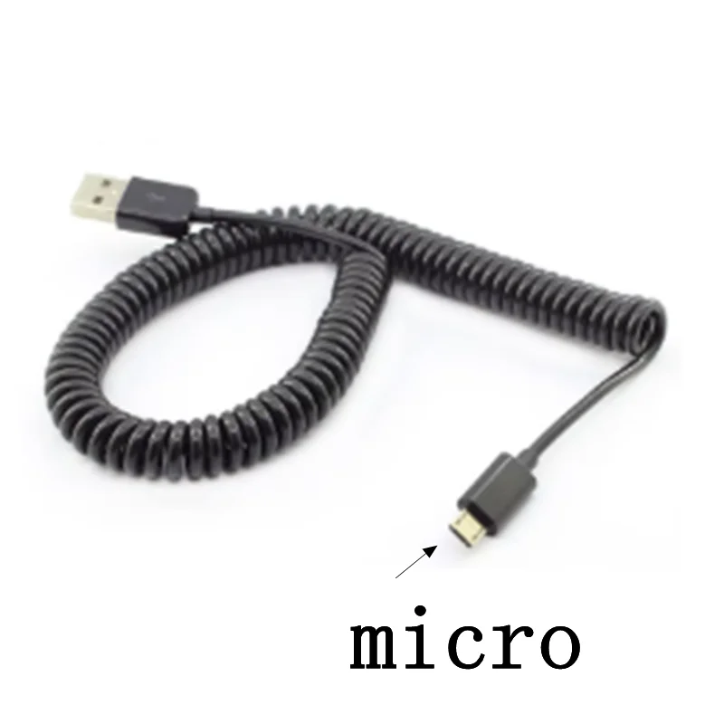 3M/10FT Micro USB Spring Coiled Cable Extension Portable Retractable USB Data Charger Cables for Mobile Phone Cord Coiled Cabo