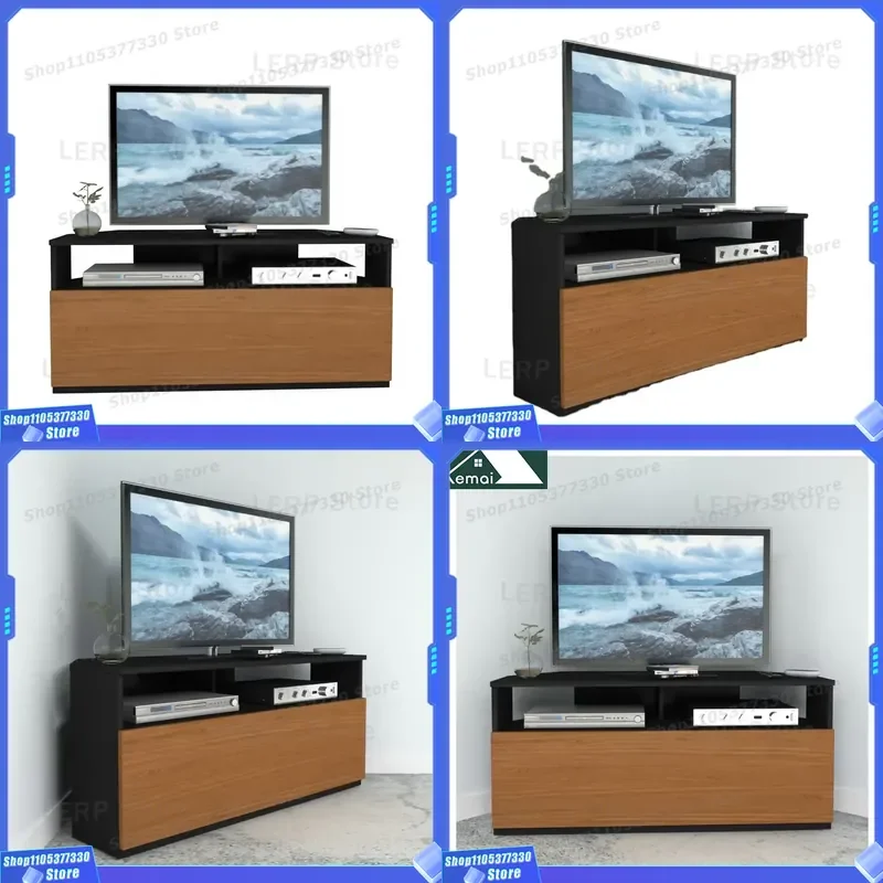Modern Luxury Wooden TV Cabinet with RGB LED Lights and Glass Baffles Customizable Size Living Room Storage Furniture Unit