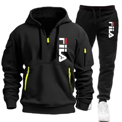 2024 Men's Tracksuit Hooded + Trousers two-piece Men's and Women's Plus Size Loose Pullover Fashion Sweatshirt Clothing