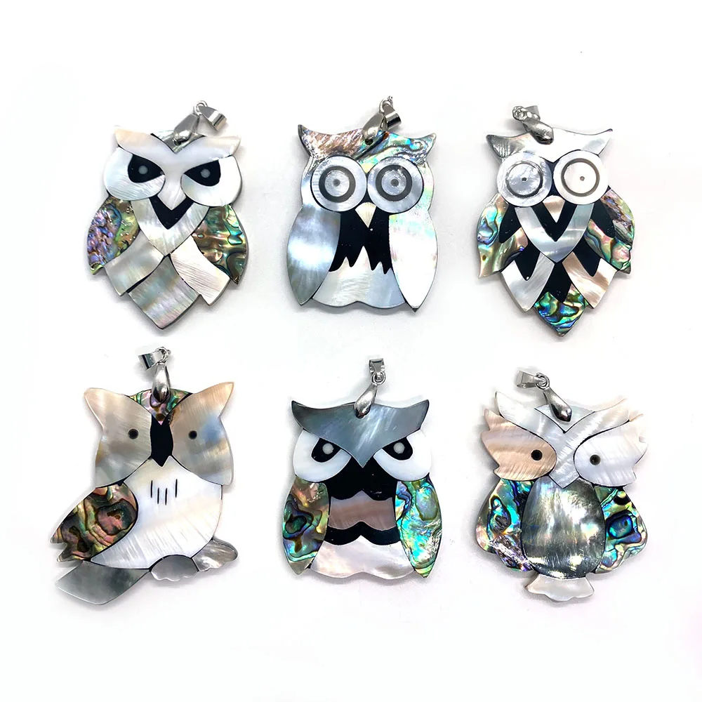 Exquisite Natural Shell Owl Animal Pendant 31-53mm Charm Fashion Jewelry DIY Necklace Earrings Accessories Finished Product