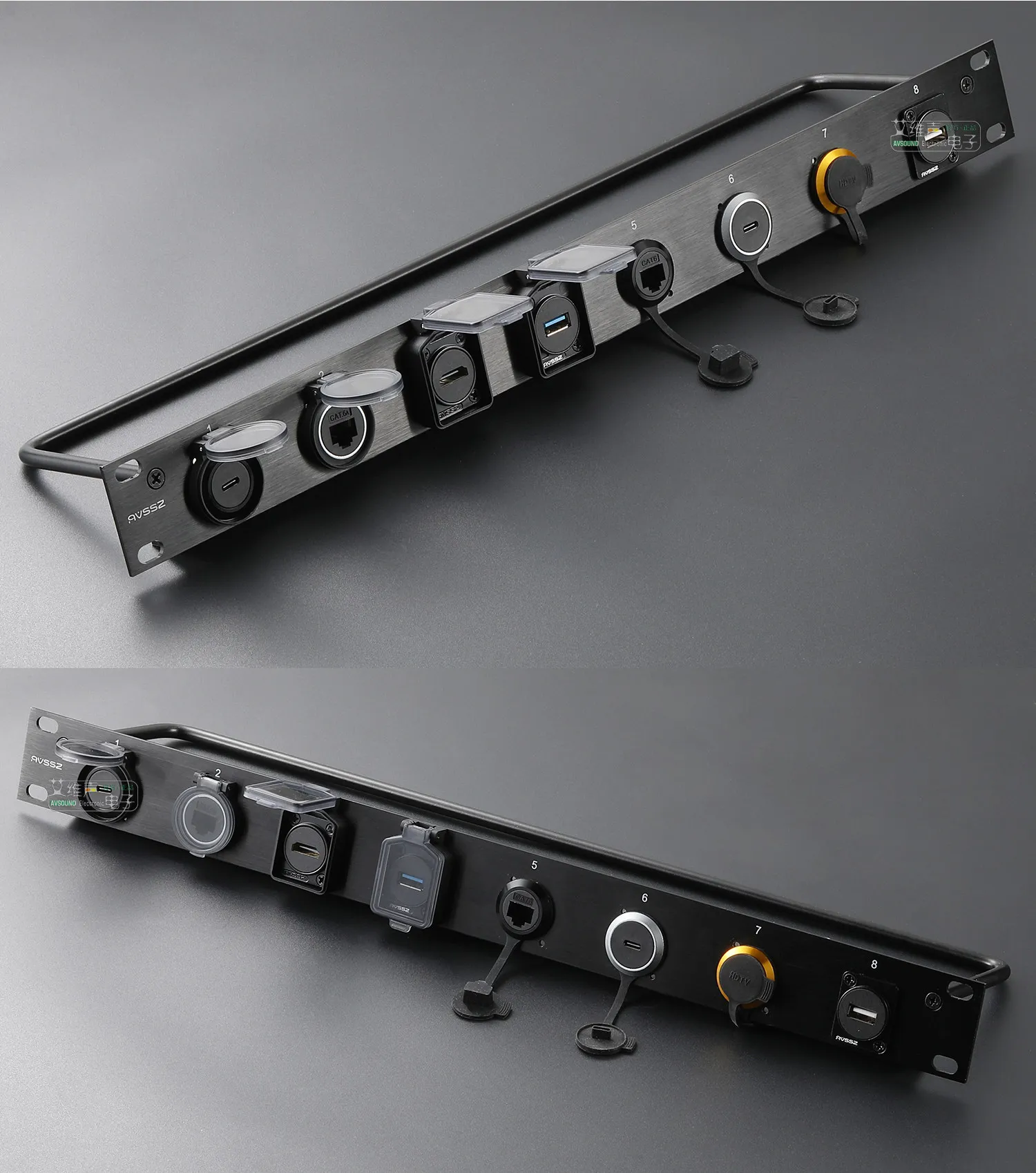 Capa de Silicone à Prova d'Água com Tampa Articulada e Base para Módulos em Formato D/Redondos: Soquetes AV, USB, RJ45, HDMI e Tipo-C