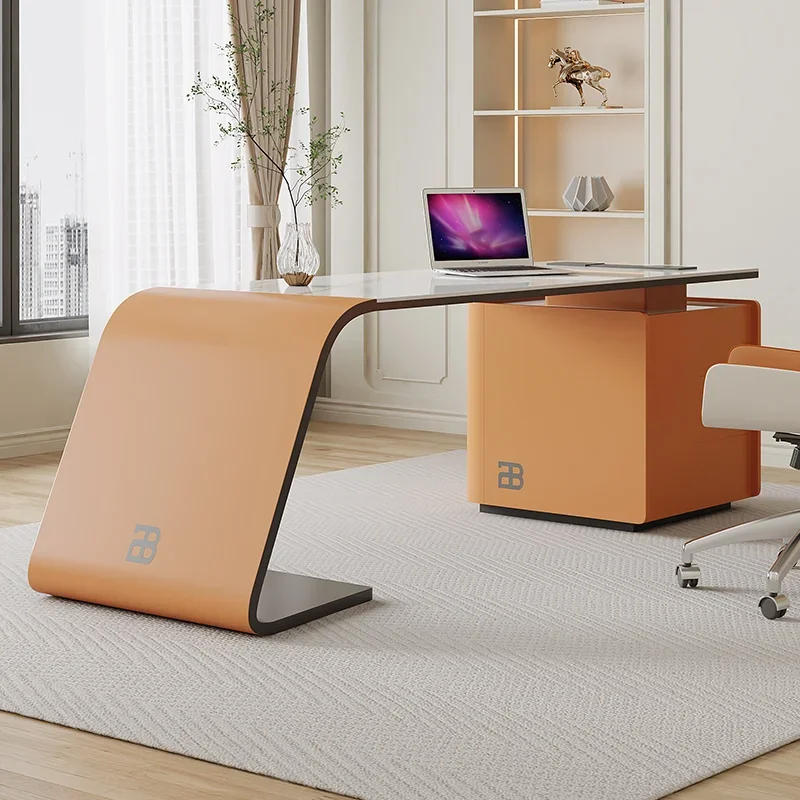 Italian minimalist rock slab desk, study modern simple home L-shaped computer desk