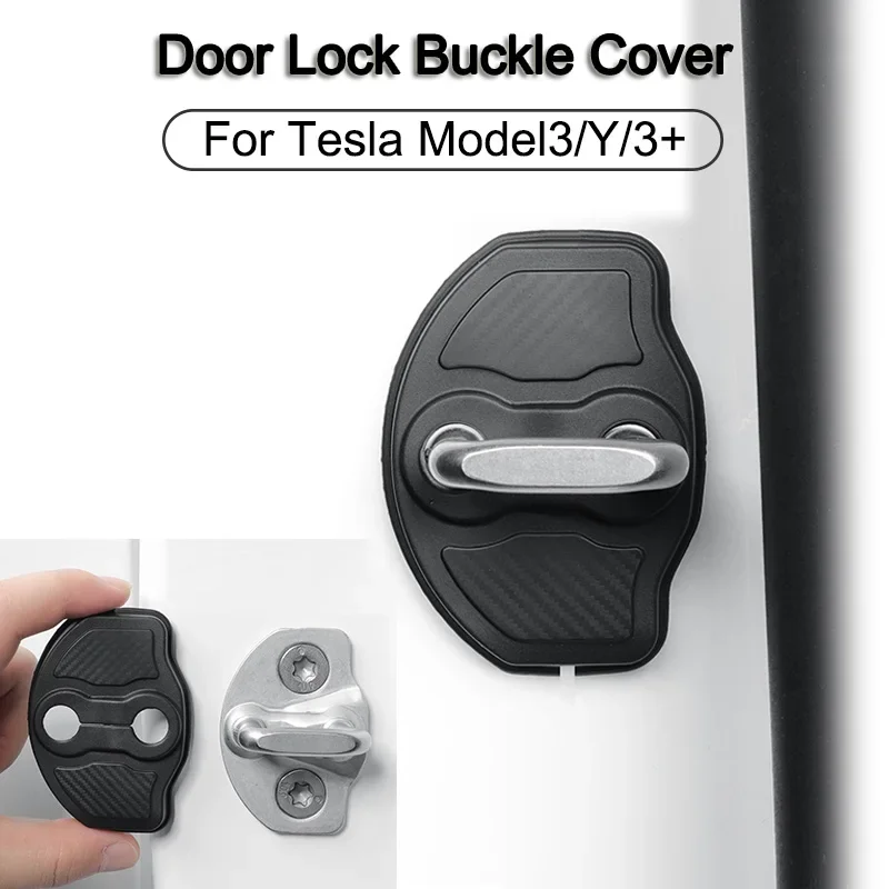 4-pack Door Silent Shock-absorbing Pad Silicone Door Lock Protective Cover Modification Accessories for Tesla Model 3/Y