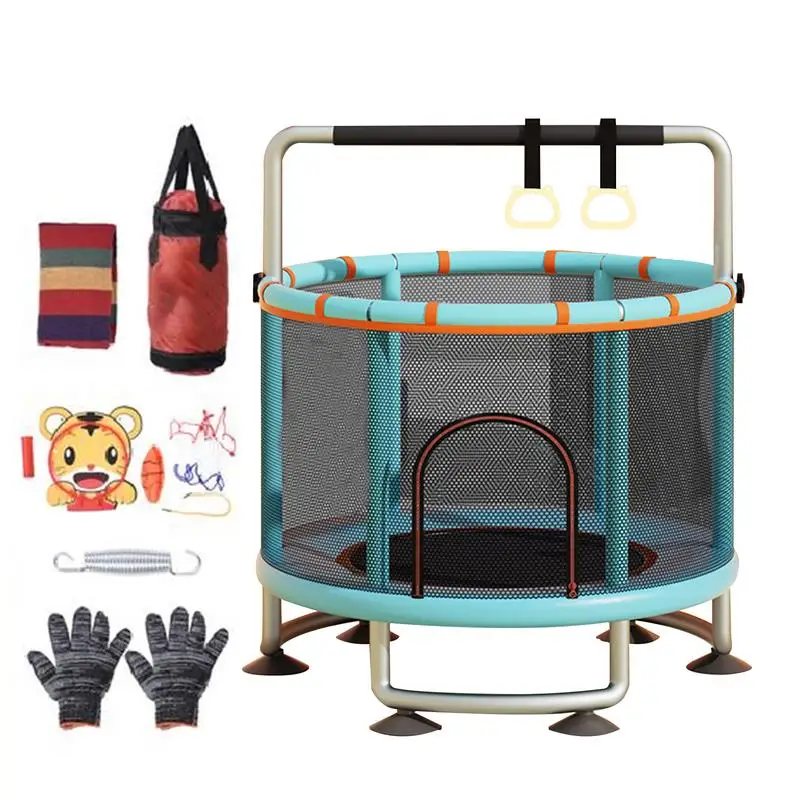 Trampoline For Kids Creative Outdoor Child's Trampoline Outdoor Funny Trampoline With Safety Enclosure Net Hang Rings Swings