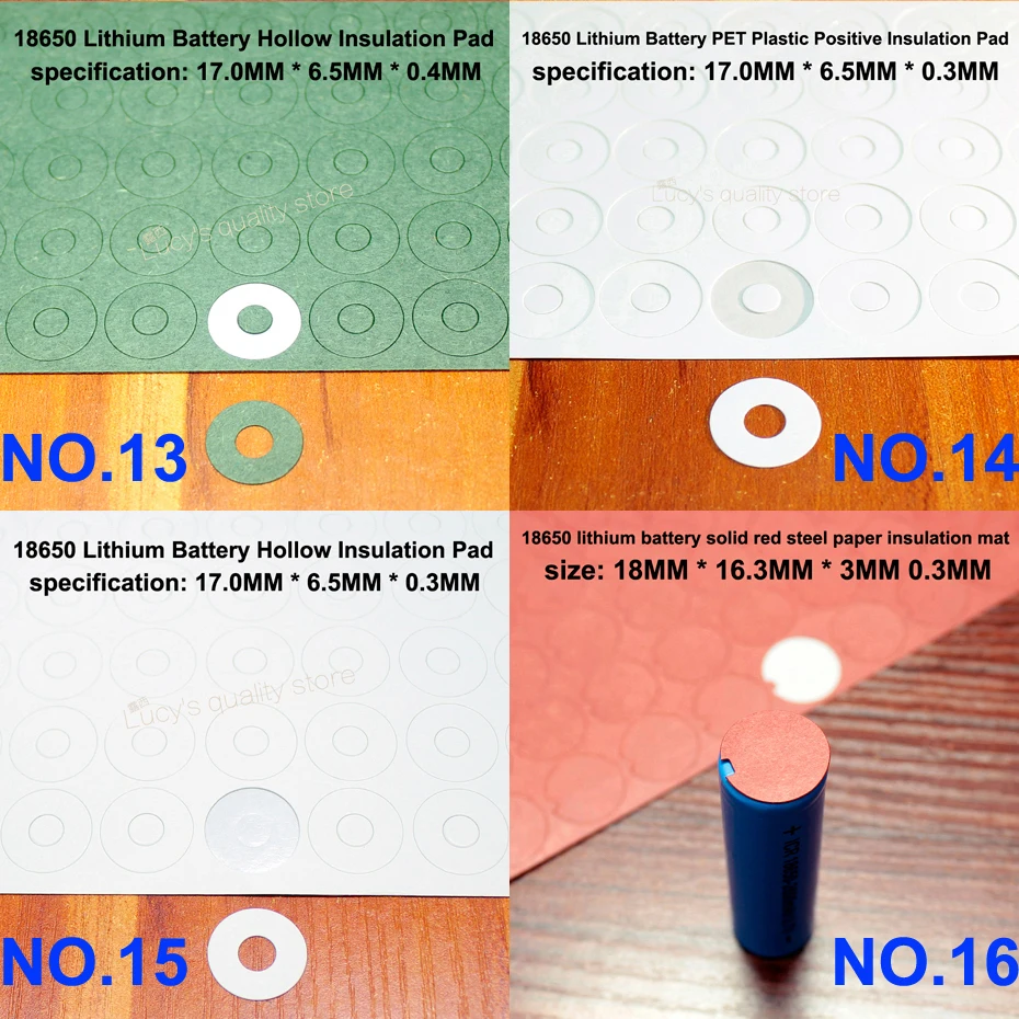 100pcs/lot 18650 lithium battery insulation pad, positive and negative electrode battery assembly, barley paper insulation patch