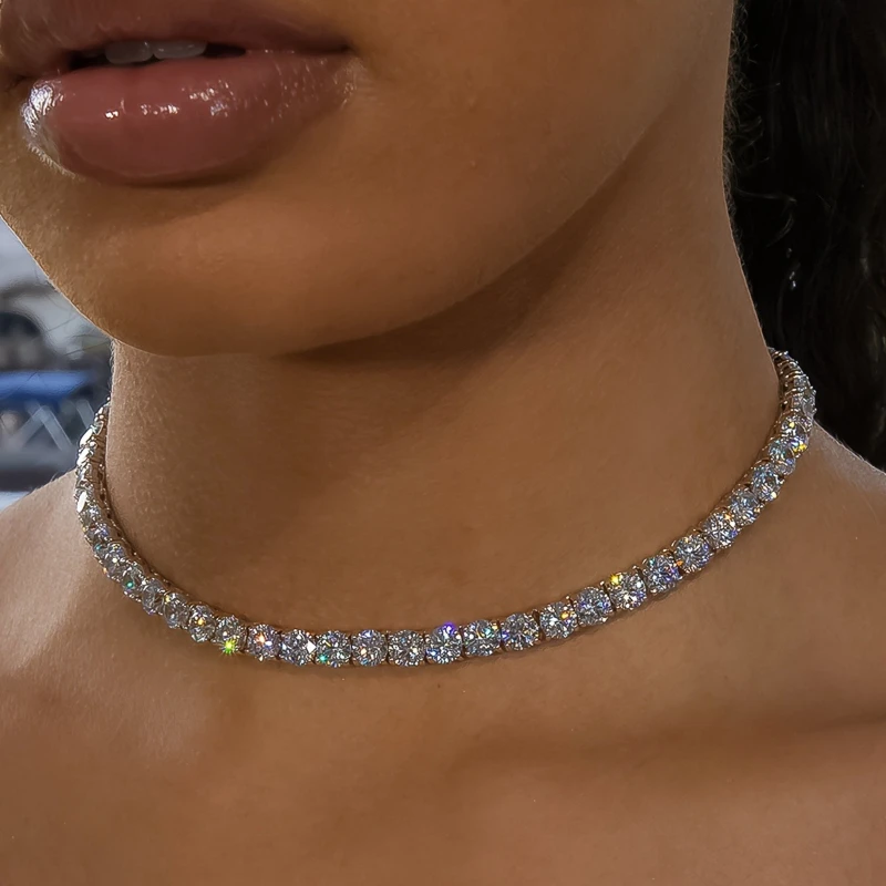 Luxurious Sparkling Zircon Chain Splicing Necklace Fashionable and Luxurious Party Jewelry Gift for Women