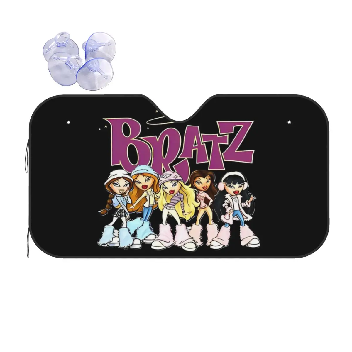 Bratz Cartoon 3D Plaid Sunshade Windscreen Anime Collage Foldable Car Front Window Visor 76x140cm Sunshade Visor Car-covers