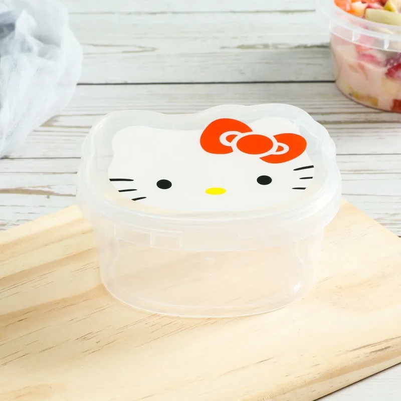 Kawaii Cartoon Hello Kitty Storage Box Cute Sanrio Desktop Clutter Sorting Box Lid Decoration Hair Clip Lunch Box Dust-Proof Box