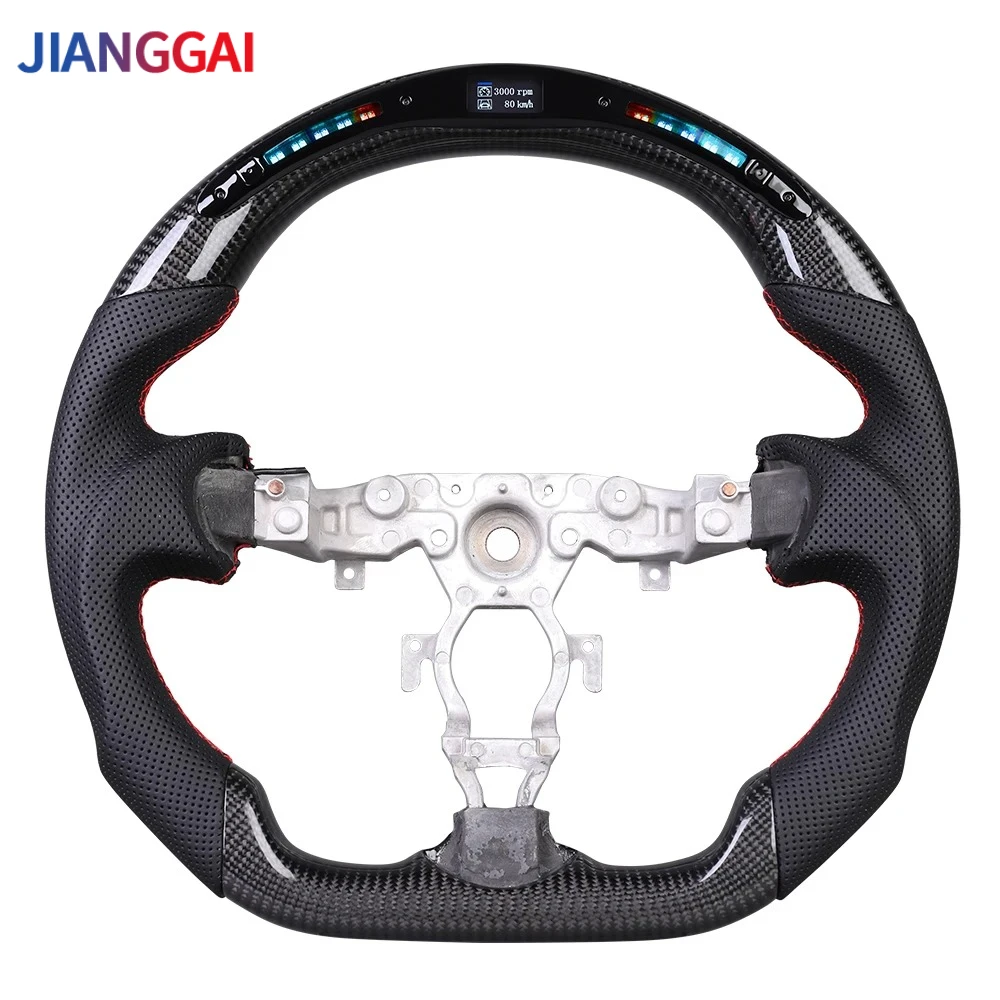 

LED Steering Wheel For Nissan 370Z Z34 Nismo 2009-2020 Carbon Fiber Racing Steering Wheel Perforated Leather Car Accessories