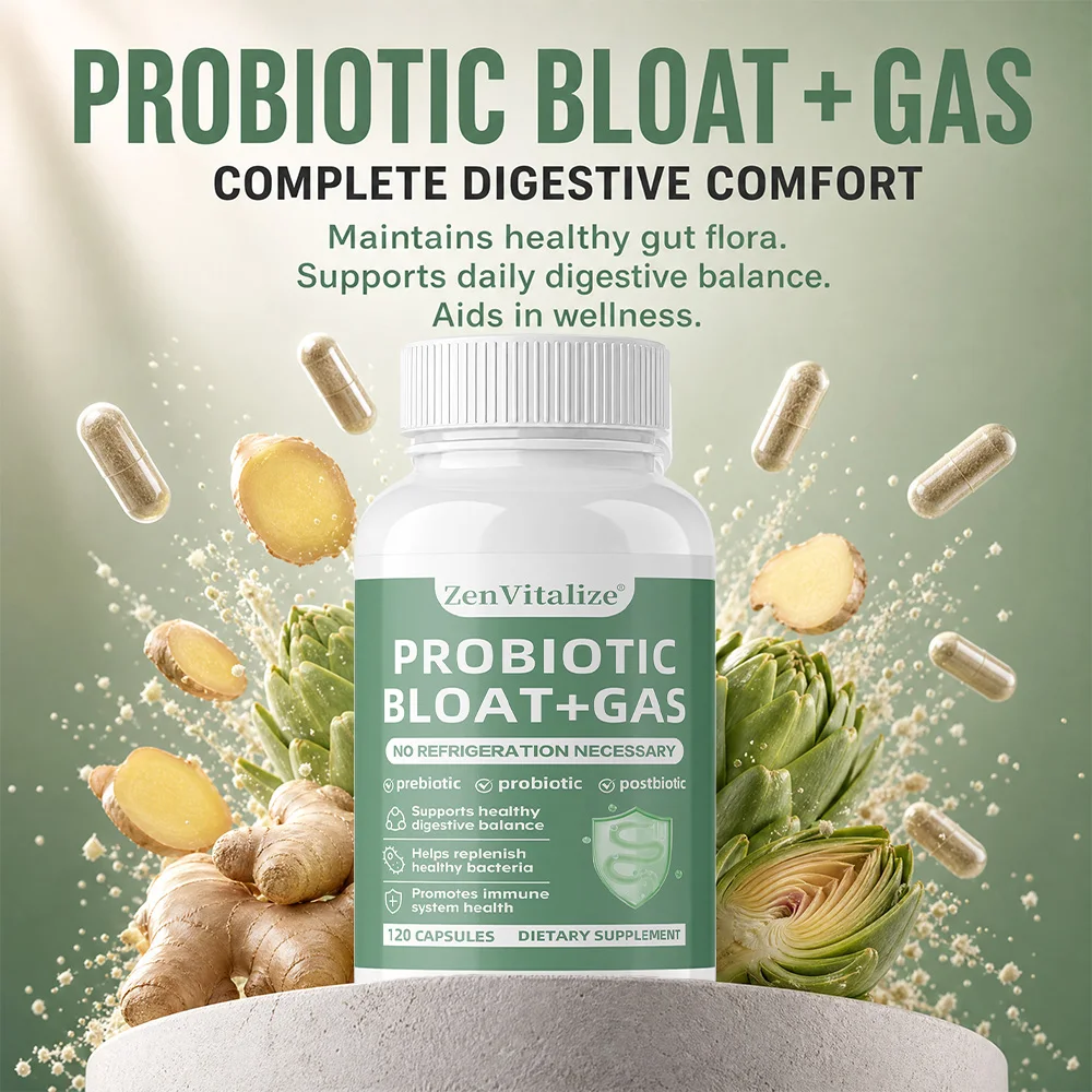 Pre Pro Postbiotics Capsules with Artichoke, Ginger & Enzyme Blend, Supports Gut Flora, Digestion Wellness & Relieve Bloating