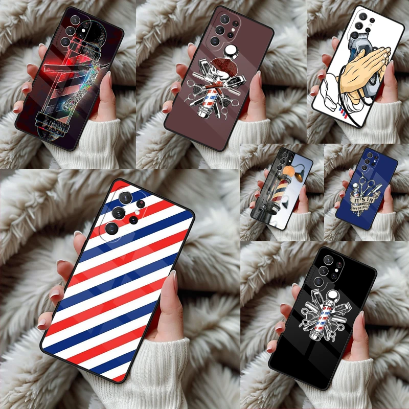Barber Shop Poles Phone Case For Samsung Galaxy S24 S25 S26 Ultra S22 S23 Plus S21 S20 FE Note10 TPU Cover