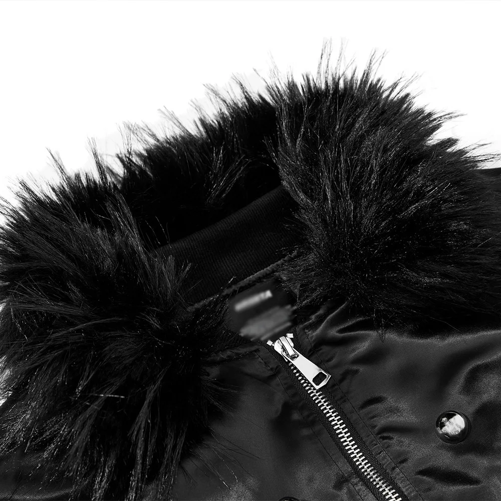 معطف مبطن بياقة من الفرو للرجال بتصميم معدني ثقيل، سترة هيب هوب عصرية بسحاب مزدوج للرجال