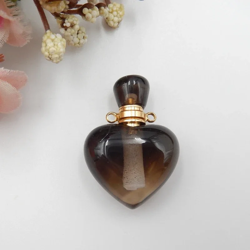 

New design Handmade Carved Smoky Quartz Pendant perfume bottle Popular jewelry 33x23x12mm10g