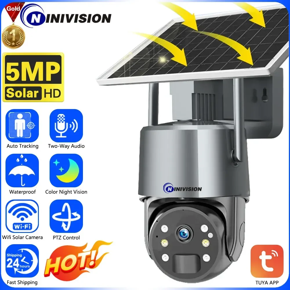 5MP Wifi Tuya Smart Life Home IP Cellular Alarm Outdoor Solar Powered Security Camera Energy Battery PTZ Motion Detection Camera