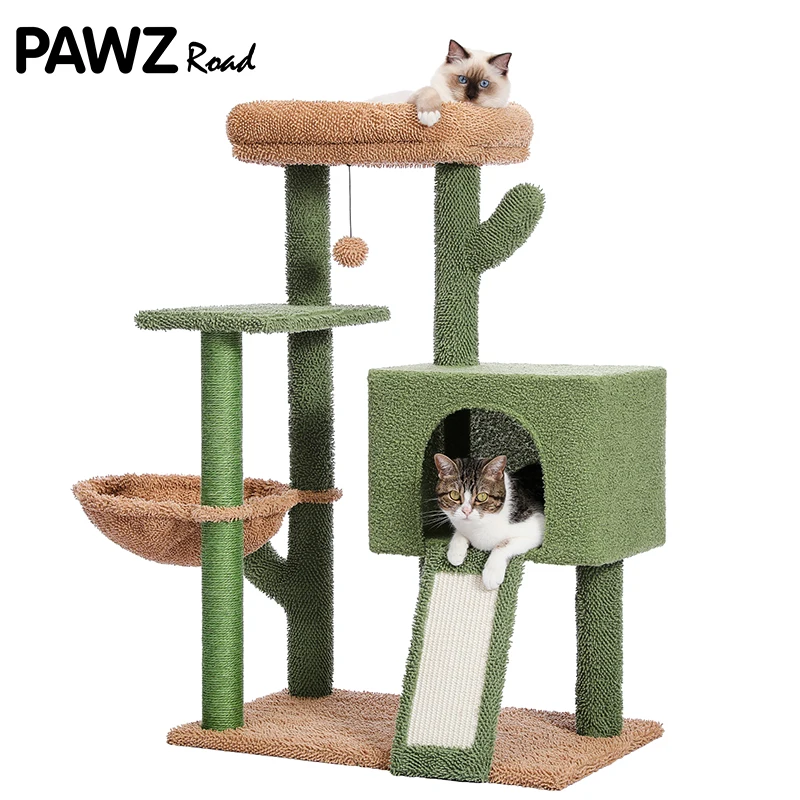 Cactus Cat Tree Tower with Sisal Scratching Post Board for Indoor Cats Condo Kitty Play House Perch rascador gato arbre à chat