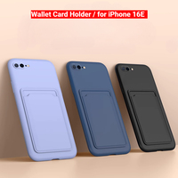 Case for iPhone 16E Wallet Card Holder Candy Color Silicon Soft Phone Case for iPhone 16 Plus 15 14 13 13 11 Pro Max XS XR Cover