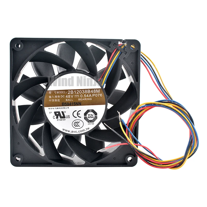 2B12038B48M 12cm 120mm fan 120x120x38mm DC48V 0.54A 4pin High speed axial fan cooling fan for server power supply