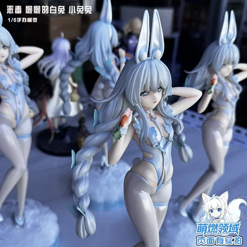 

31 см Нежная фигурка девушки-кролика Le Malin — Поза ленивого белого кролика из детальных белых чулок Azur Lane, статуя корабля