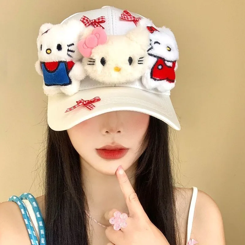 Sanrio Baseball Cap Hello Kitty Big Head Design Leuke cartoon Modieus en veelzijdig Kawyi Sweet Photo Check-in Gift Flat Cap