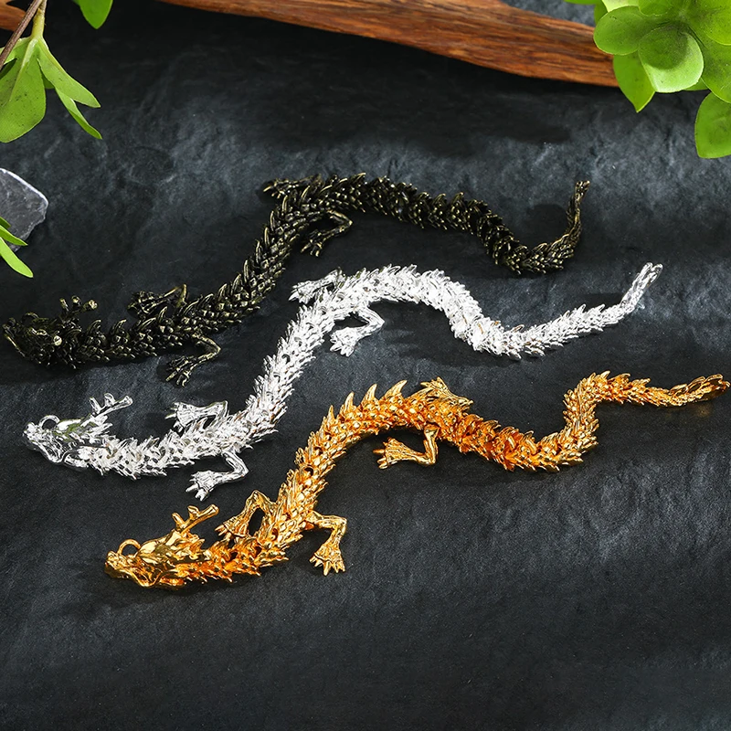 3D Dragon Statue Ornament Moveable Body Joints Exhibition Hall Advanced Decoration Zodiac Animal Brass Crafts Collection