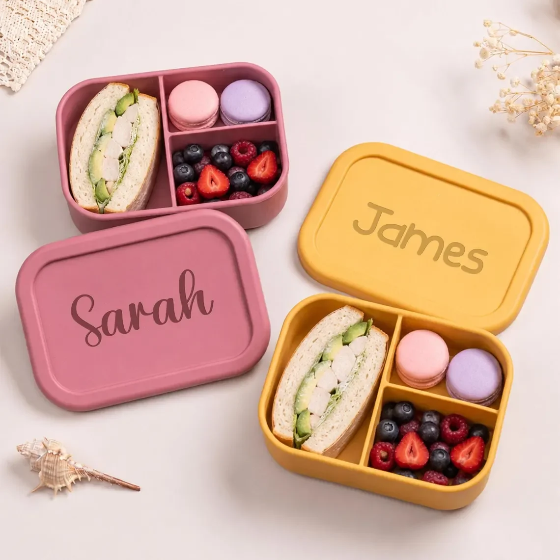 Personalized Kids Lunch Box with Name，Custom Silicone Bento Box， Lunch Box with Compartments，Back To School Gift view 2