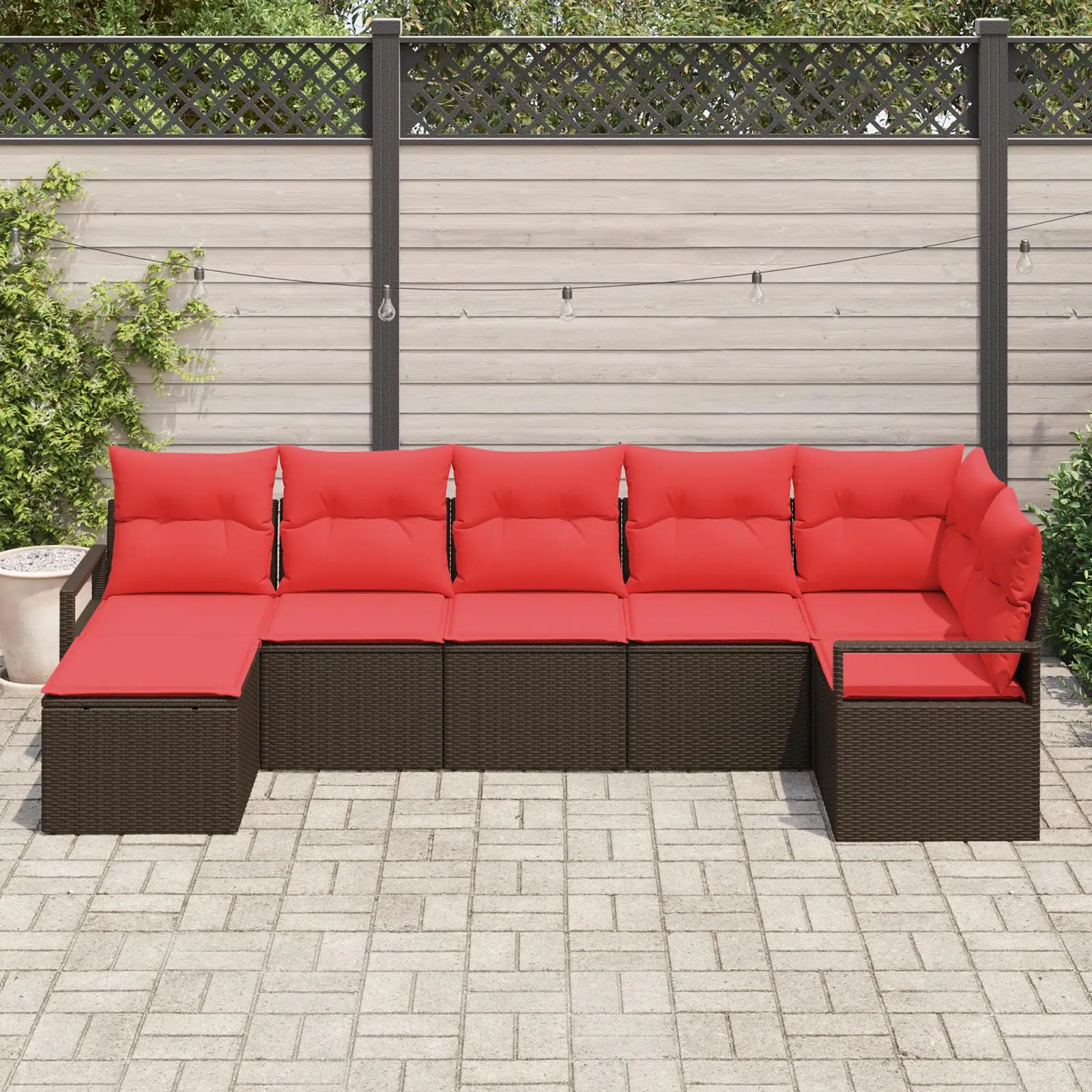

8 Piece Outdoor Garden Sofa Set with Beige Cushions Poly Rattan Furniture