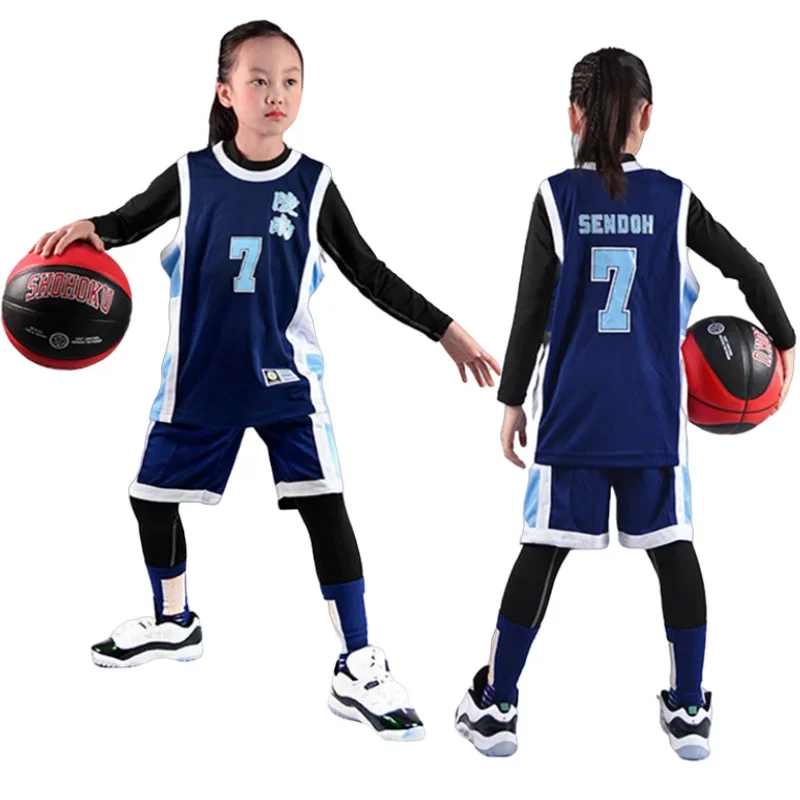 LangMaoAnime Ryonan SENDOH Kids #7 Basketball Jersey Set Youth Sportswear Breathable Quick Drying Sleevelss Shirt Child