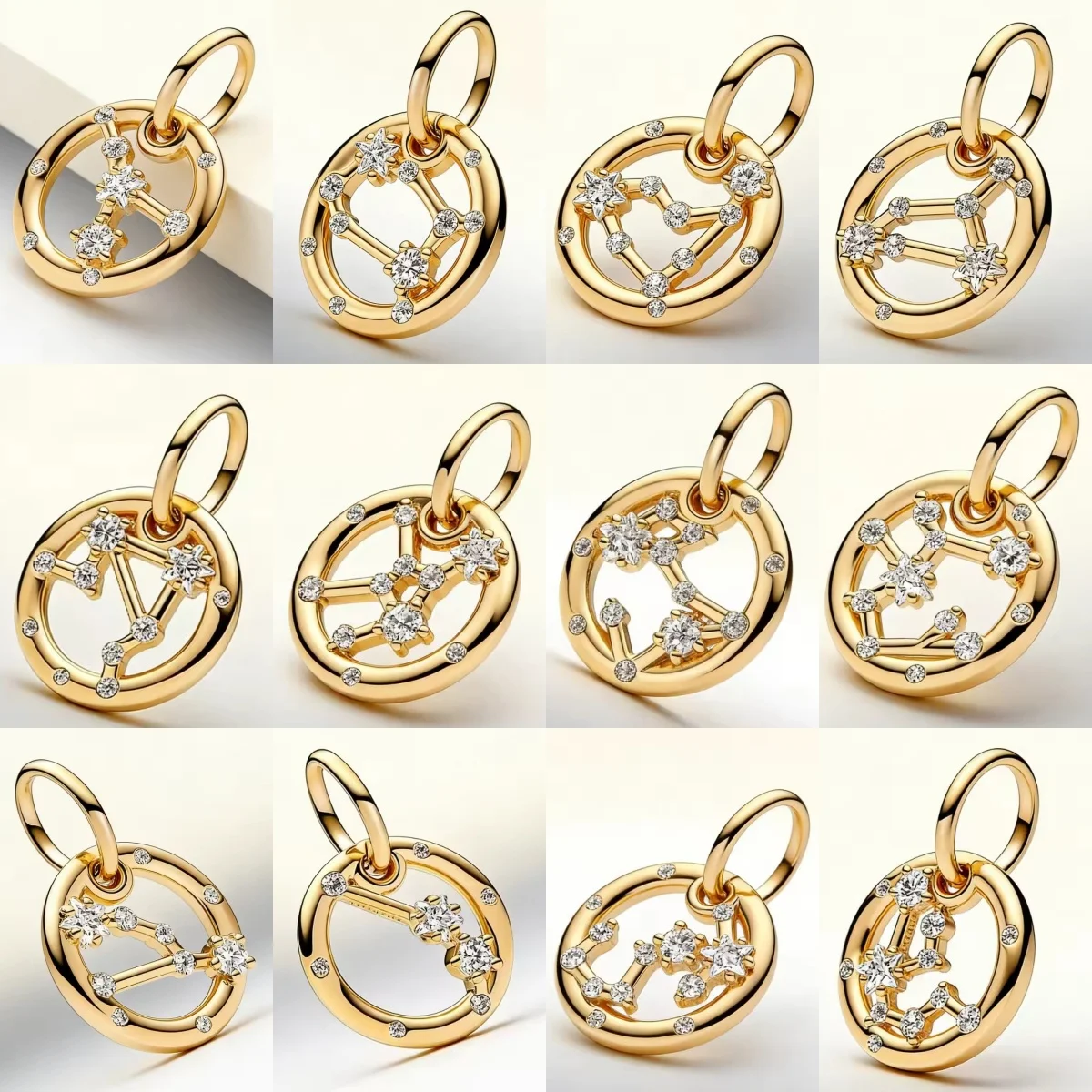 S925 Silver December zodiac sign Aries Taurus shooter. Cancer DIY Charm Fit for Original Bracelets, Birthday Jewelry Gifts