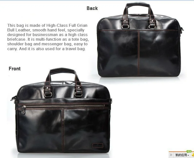 Leather Luxury Men Briefcase Business Bag Genuine male 15