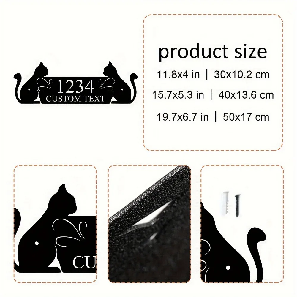 Custom Metal Cat House Number Sign Personalize Animal Theme Indoor Weather - Resistant for Living Room Thanksgiving Wall Art